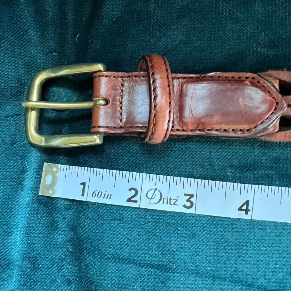 BRASS AND LEATHER BRAIDED BELT SIZE 38 EUC